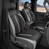 RIDEPOSH Jeep Wrangler full-set seat covers with a glove-like fit protect interiors.