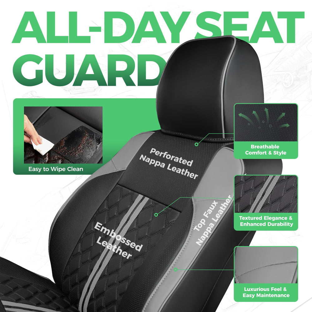 RIDEPOSH embossed leather design seat covers add a premium look to your Tacoma
