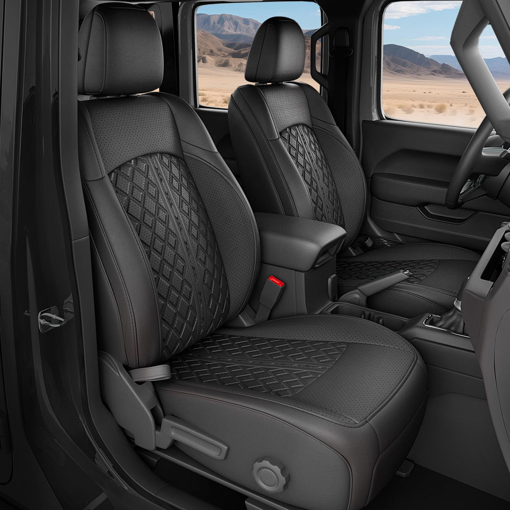 RIDEPOSH Wrangler seat covers with glove-fit protect upholstery during daily driving.