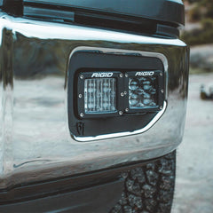 RIGID D-Series PRO flood beam lens close-up emphasizes polycarbonate durability