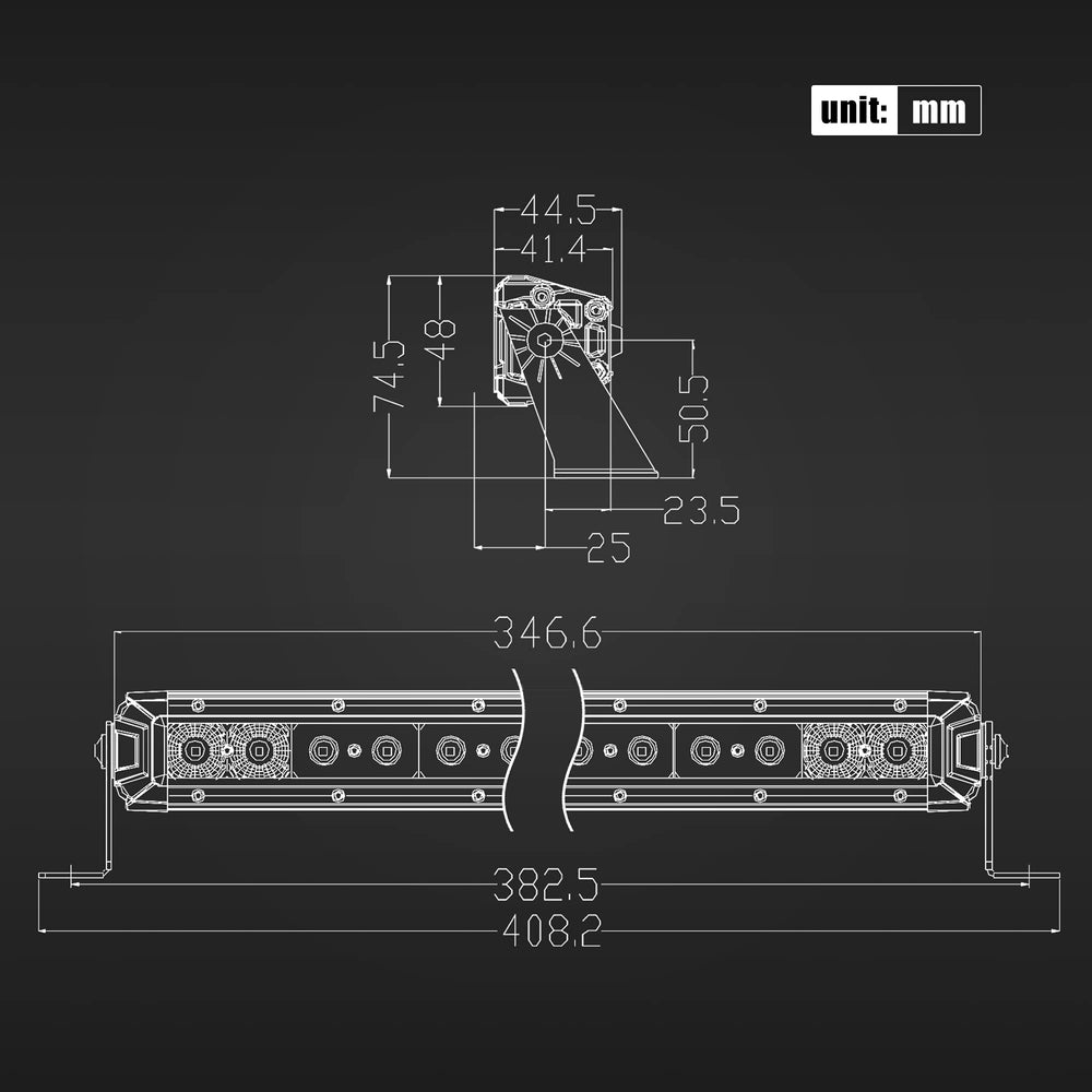 Rigidhorse combination beam providing broad coverage and distance for driving