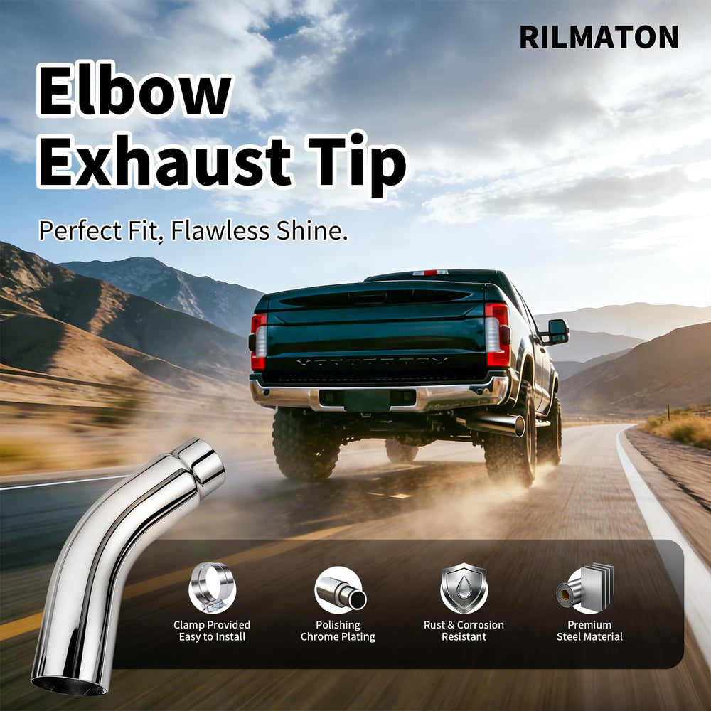 RILMATON exhaust tip chrome finish close-up highlights rust resistance