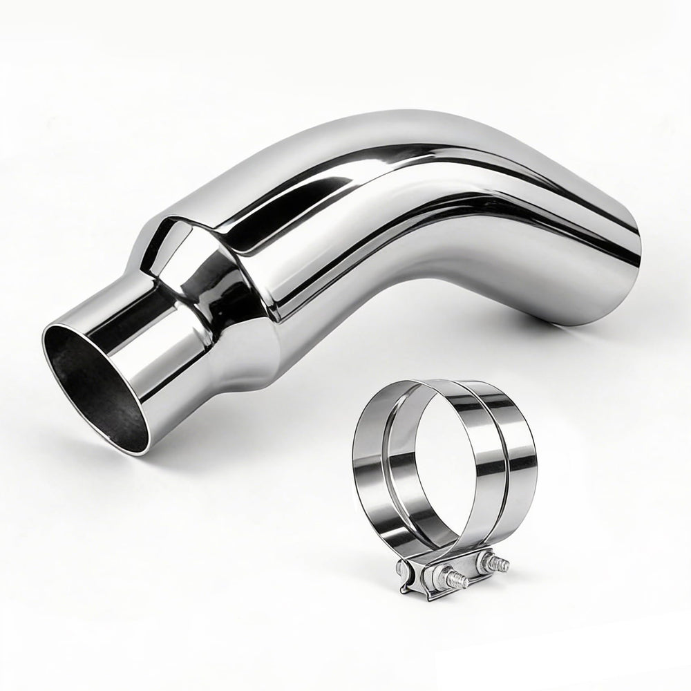 RILMATON chrome exhaust tip universal 4-6 inch elbow enhances look and rust resistance.