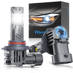 Rimthin 9005 HB3 fog bulbs front view; compact, wires-free design for quick installation.