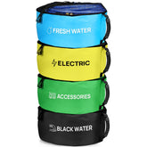 RINBOU blue RV storage bag for fresh water hose, color-coded organization on the go.