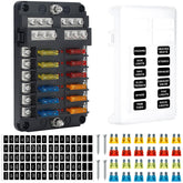 Risornda 12-way fuse block front view with LED indicators for quick fault detection