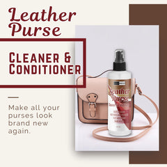 Riverside Essentials Leather Purse Cleaner spray applying deodorizing action