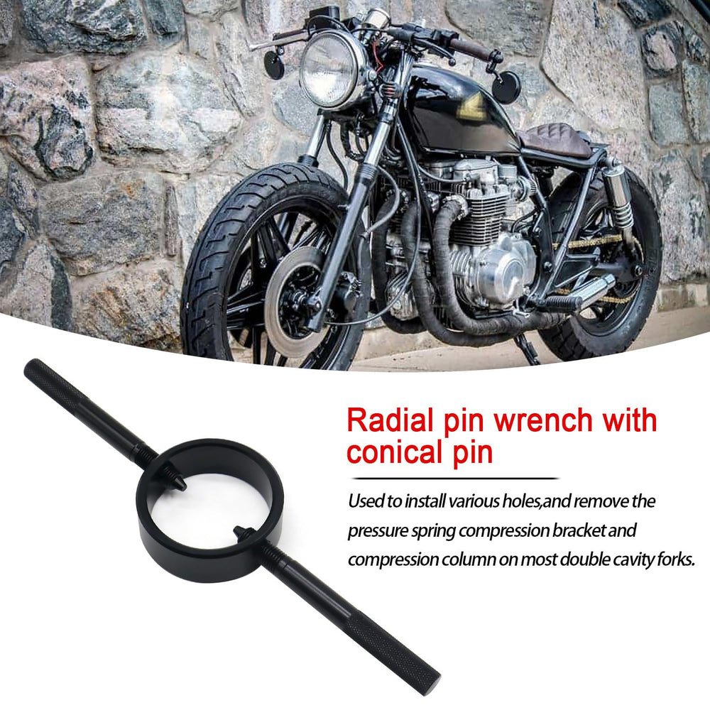 RJSPHH fork oil level tool in use measuring precise oil level