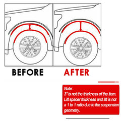 RJSPHH lifted truck demonstrates increased wheel clearance after a 3-inch front lift.