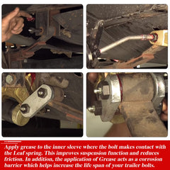 RJSPHH suspension bolt supports double eye or slipper springs for smoother motion.