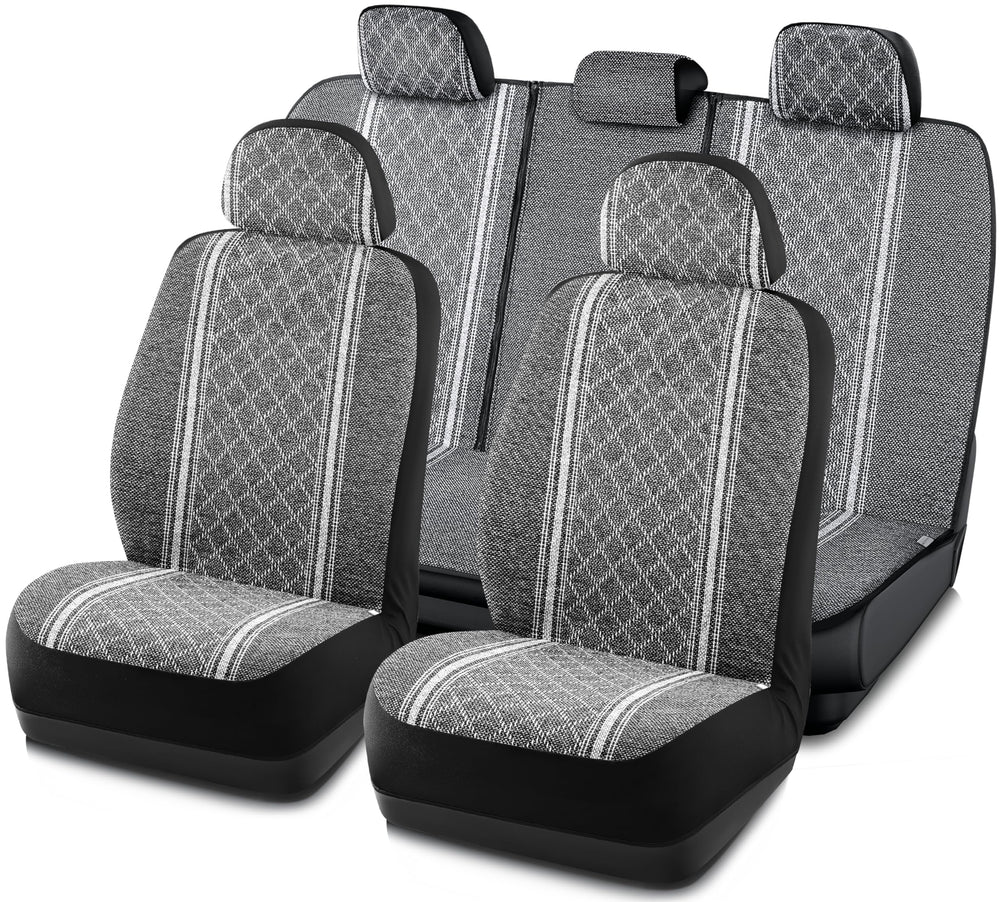 Road Comforts Baja blanket seat cover front left protects seats from spills in gray diamond