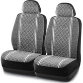 Road Comforts Baja Blanket seat cover front view in gray diamond showing fit