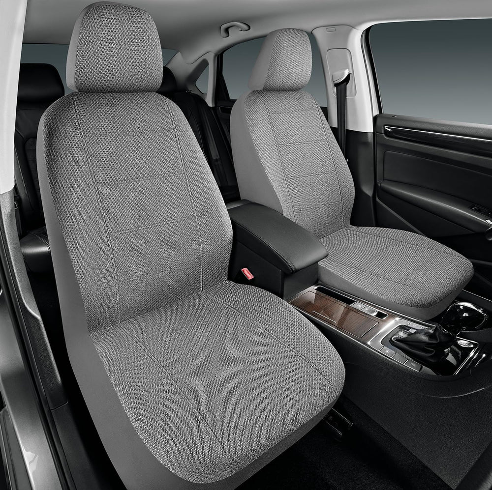Road Comforts front seat cover in gray, breathable flax fabric for durable daily use.