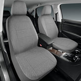 Road Comforts front seat cover in gray, breathable flax fabric for durable daily use.