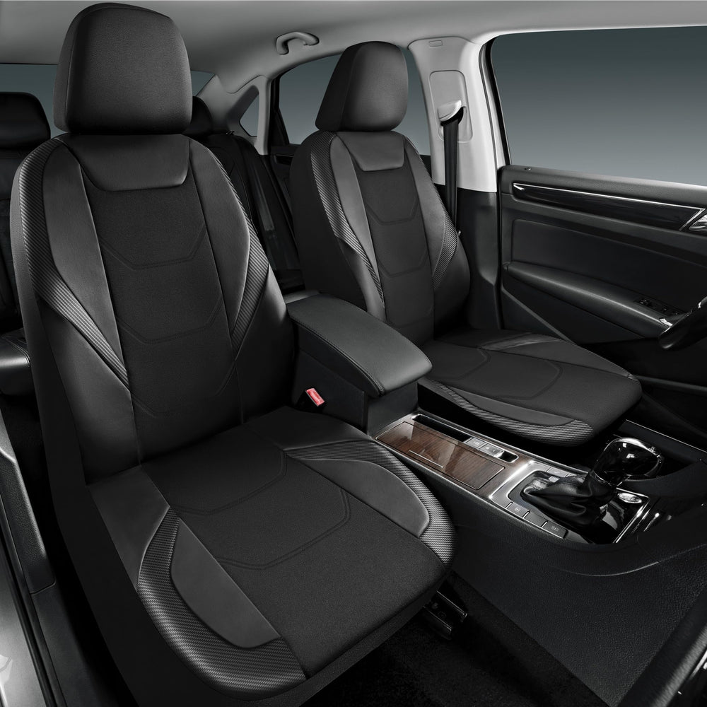 Road Comforts leather mesh rear seat cover shields seats during family trips.