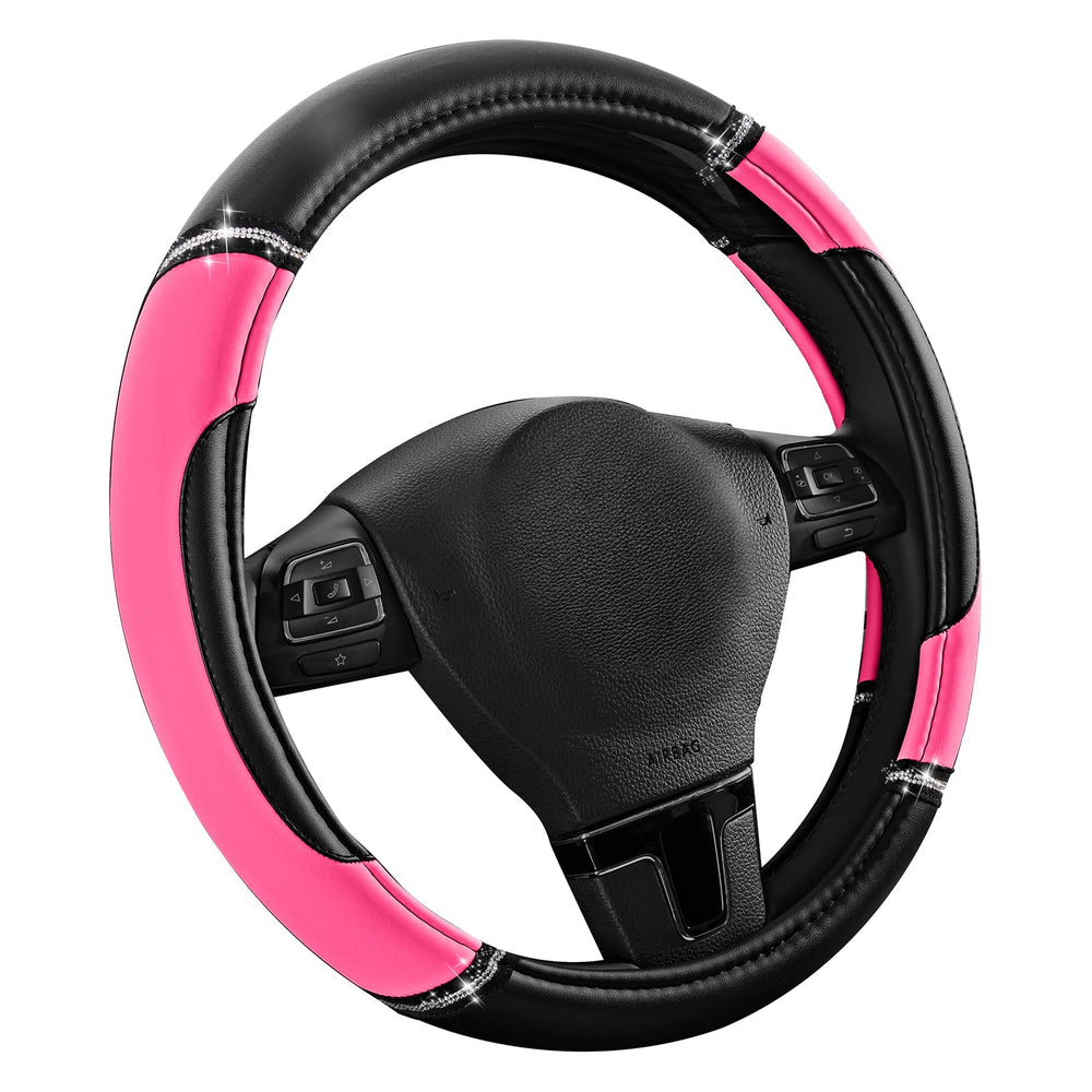 Road Comforts wheel cover side angle showing bold hot pink interior accent.