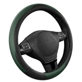 Road Comforts leather steering wheel cover in green with breathable design for cooler grip