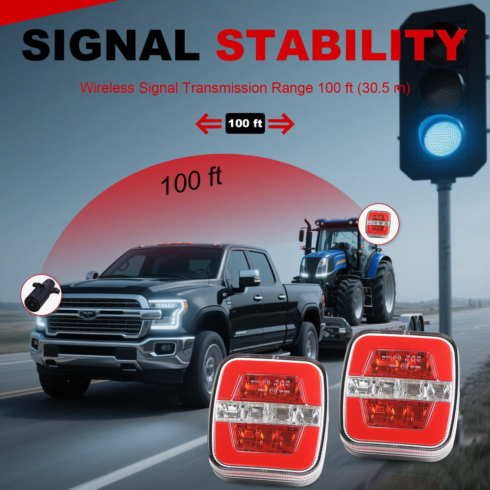 RoadAlchemist portable cordless trailer lights ready to move between vehicles.