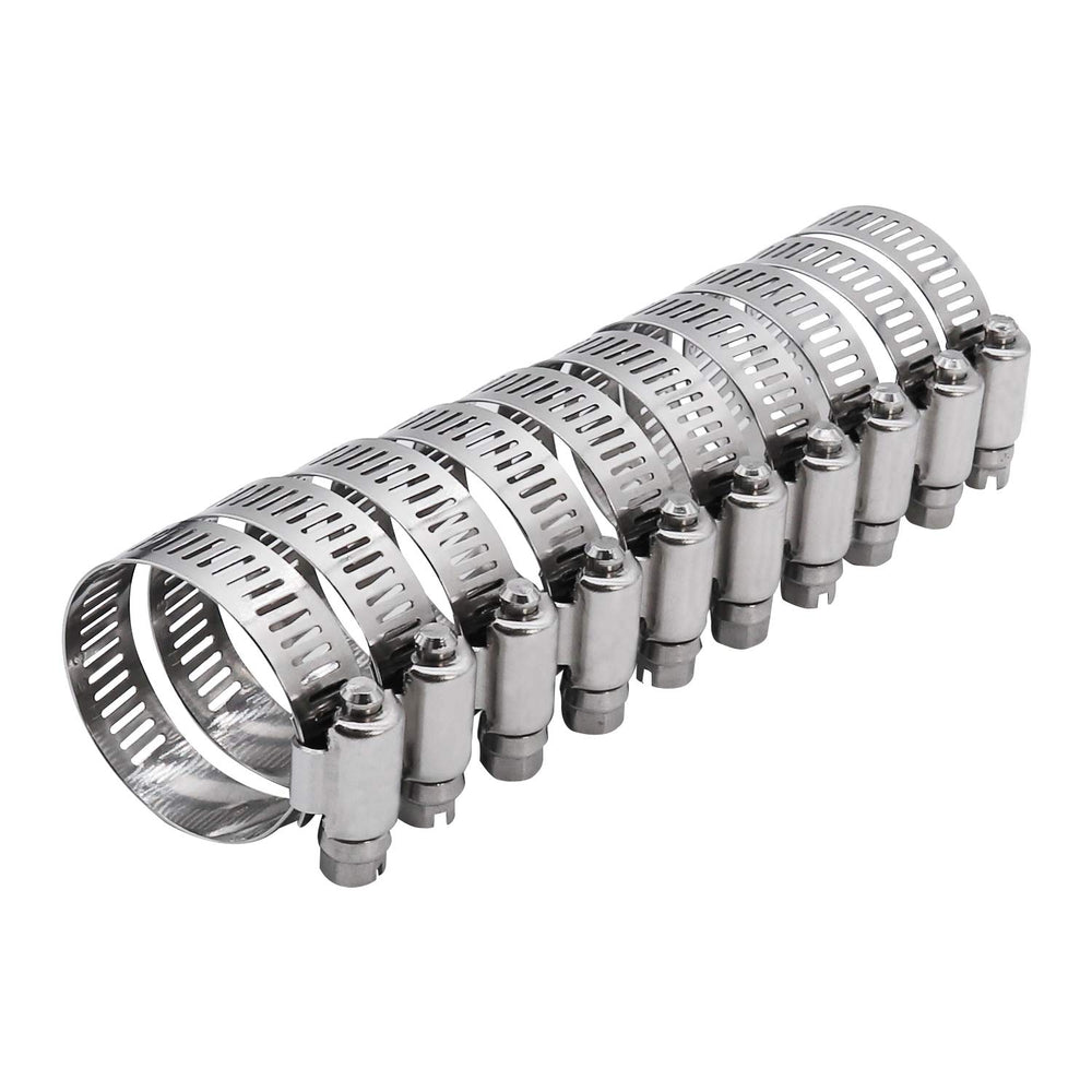 Roadformer 2-inch worm gear hose clamp securing a radiator hose with durable stainless steel.