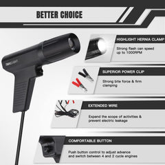 ROADGIVE ignition timing light features ergonomic pistol-handle for comfortable operation.