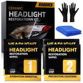 ROADNEX headlight restoration kit steps show a simple two-step process for clearer headlights.