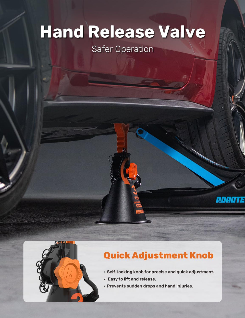 ROADTEK jack stands carry handle with rubber pad