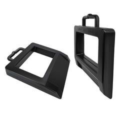 ROBLOCK 2 Pack rubber pallet jack chock side view stabilizes pallet trucks in warehouses.