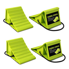 ROBLOCK 4-pairs wheel chocks in bright green for travel trailers