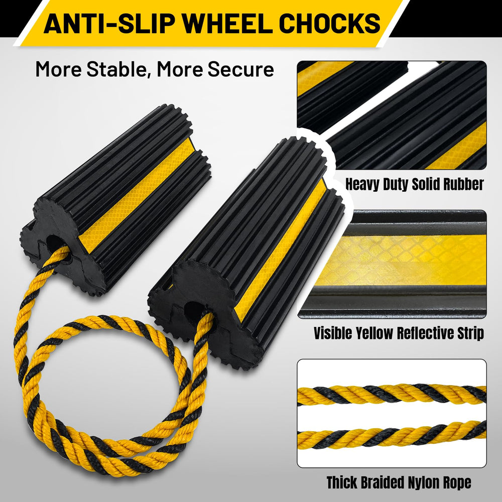 ROBLOCK chock with 30-inch nylon rope for easy handling.