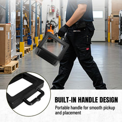 ROBLOCK 14-2x11-2 inch chock on a pallet jack during truck transfer.