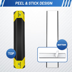 ROBLOCK peel-and-stick detail shows foam backing ready for secure adhesion.
