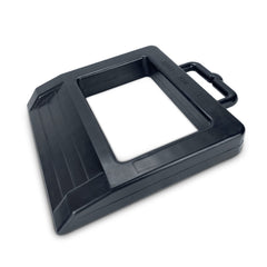 ROBLOCK rubber pallet jack chock front view stabilizes wheels for safer handling