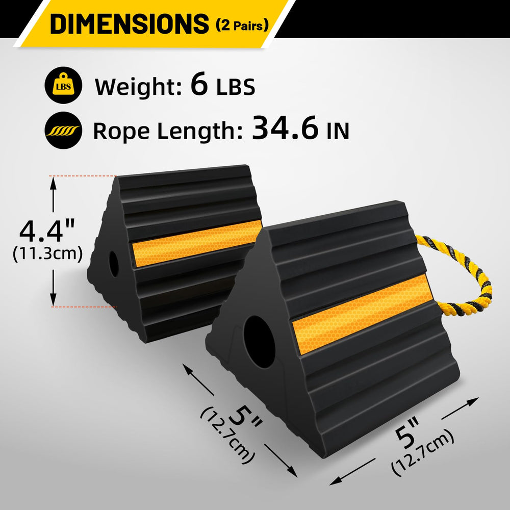 Two-pair pack of ROBLOCK wheel chocks for complete tire safety