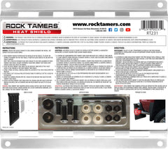 Rock Tamers RT231 heat shield installation on mudflap in progress