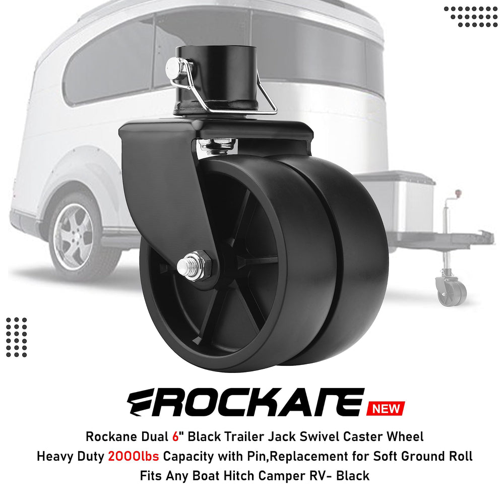 Rockane black-finish trailer caster wheel adds rugged style and corrosion resistance