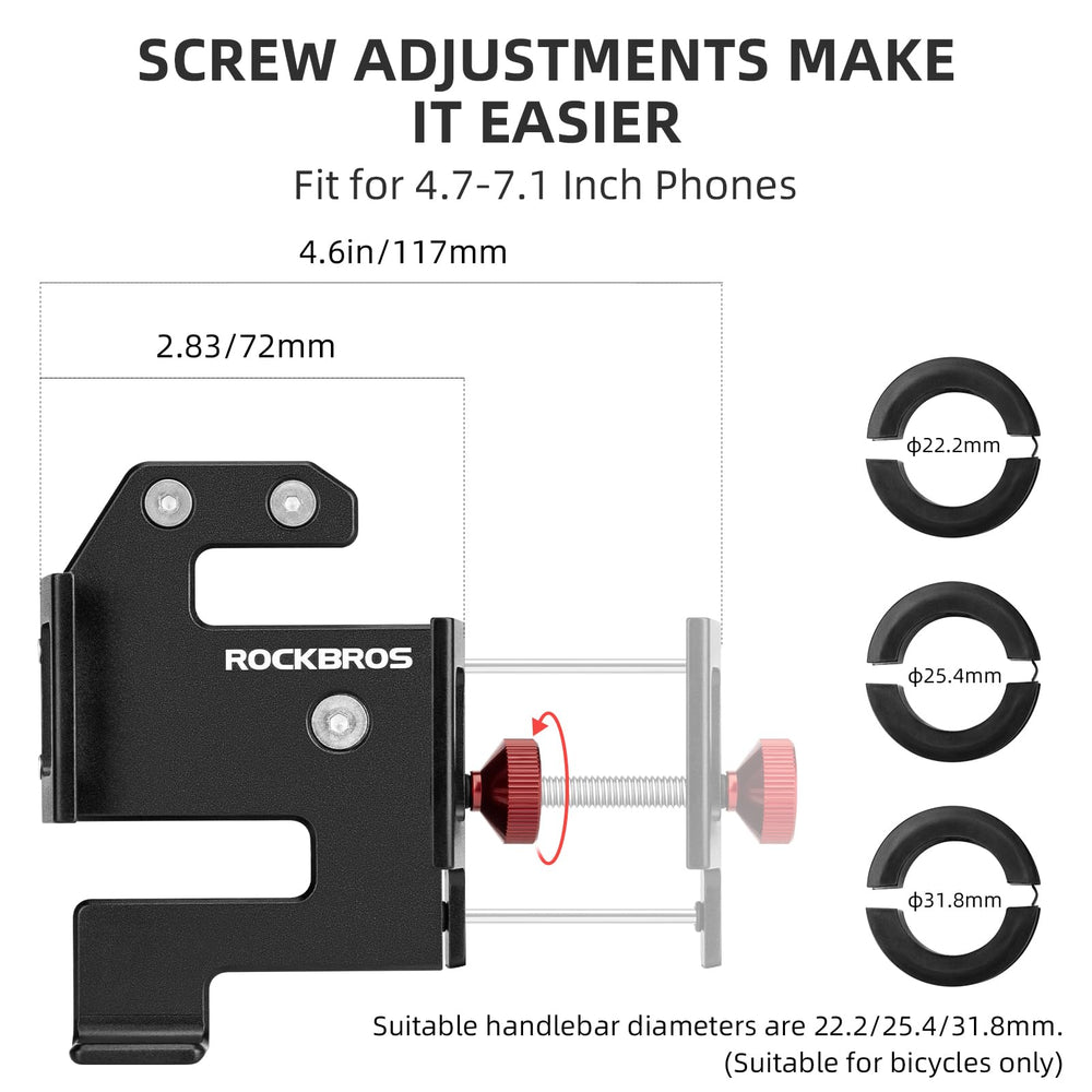 ROCKBROS bike phone holder side clip for stable side access.