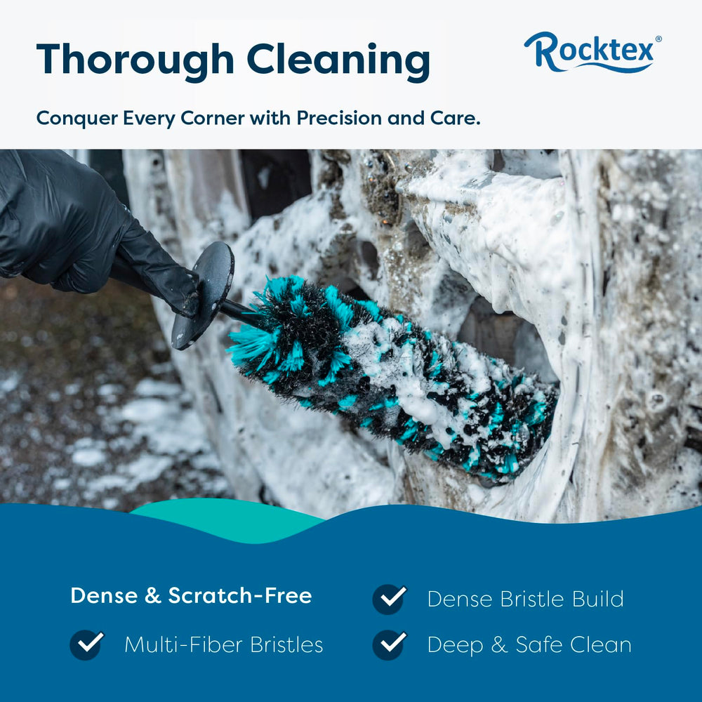 Rocktex wheel brush medium face for balanced foaming and detail.