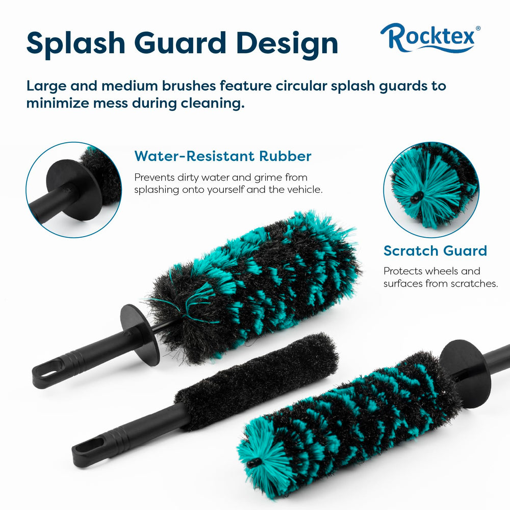 Rocktex wheel brush multi-fiber blend for thorough yet gentle cleaning.