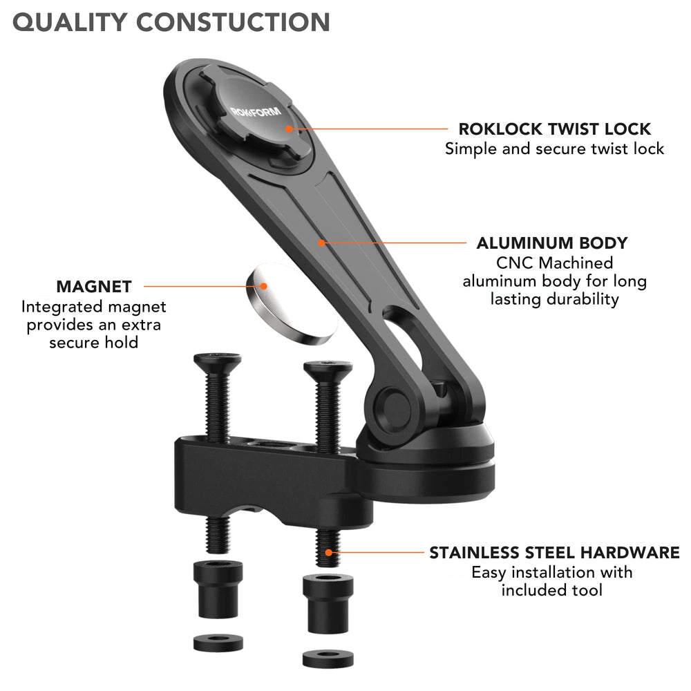 Rokform tilt-capability perch mount highlights ± tilt for optimal viewing angles.
