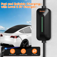 Romaa home and travel ready EV charger for everyday use.