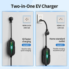 Romaa Level 2 NACS Charger with 25‑foot cable reaching the vehicle