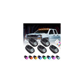 RONGGE Solar Car Roof Neon Lights installed on a vehicle, vivid RGB glow for night visibility.