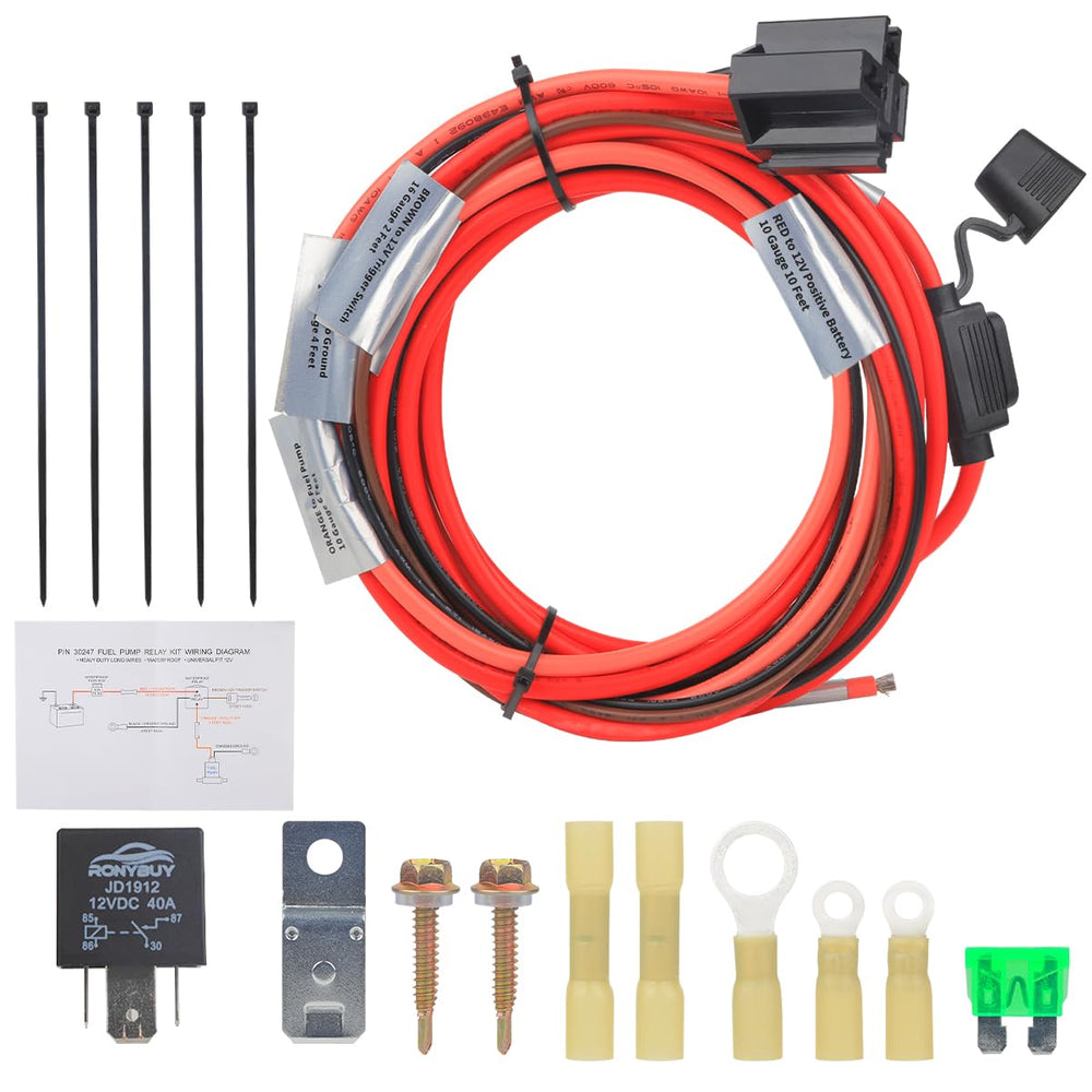 Ronybuy 40A waterproof relay for 12V fuel systems enhances reliability.