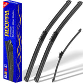 Rooppa 24-inch wiper blade on front windshield for clear rain visibility.