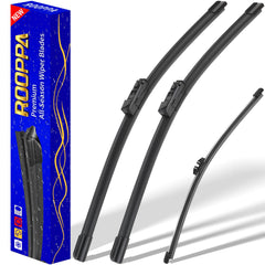 Rooppa 3-pack wiper blades for BMW X3/X4—26, 20, 12 inches ensure clear visibility.