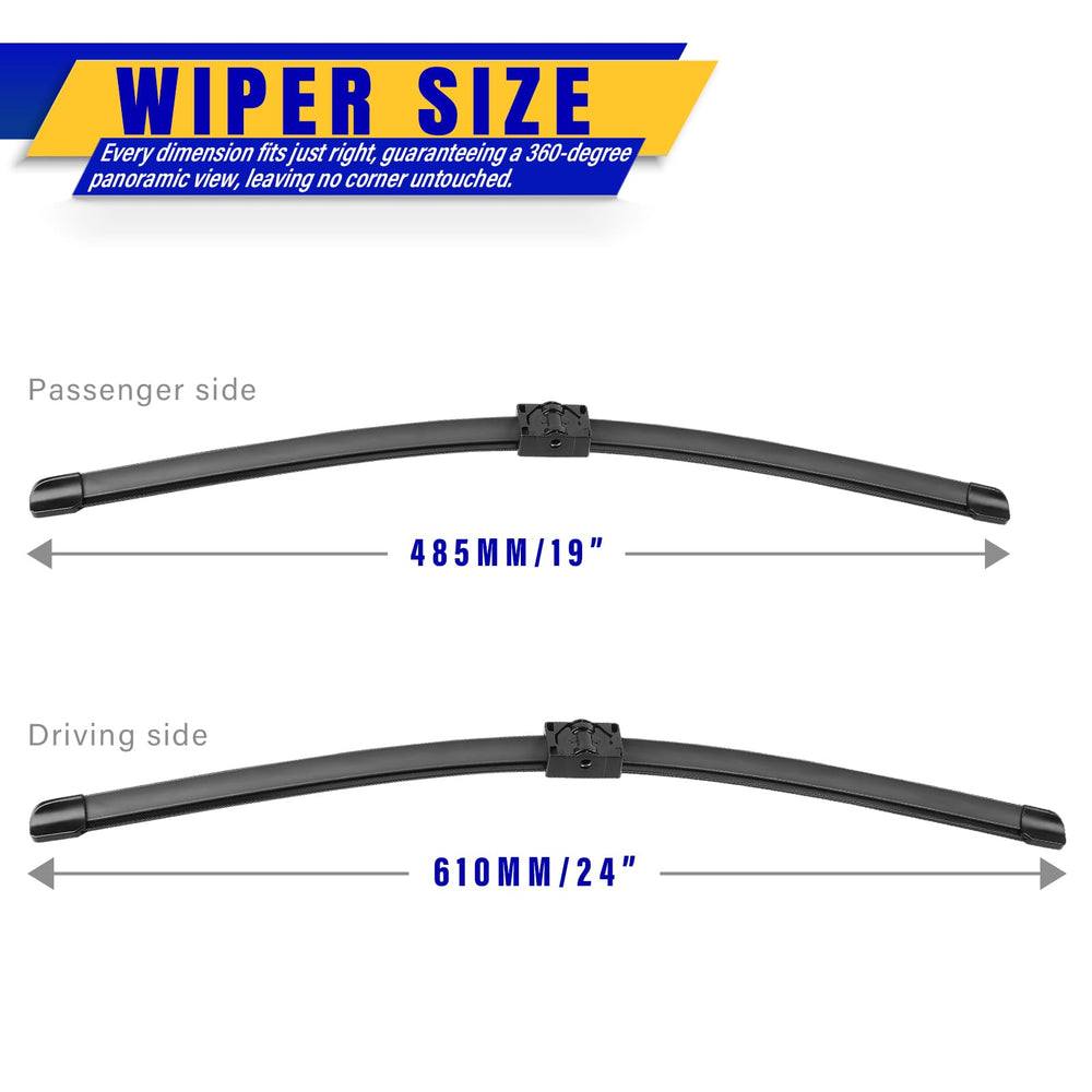 Rooppa E90/E91 wiper blades closeup showing durable connector and smooth operation