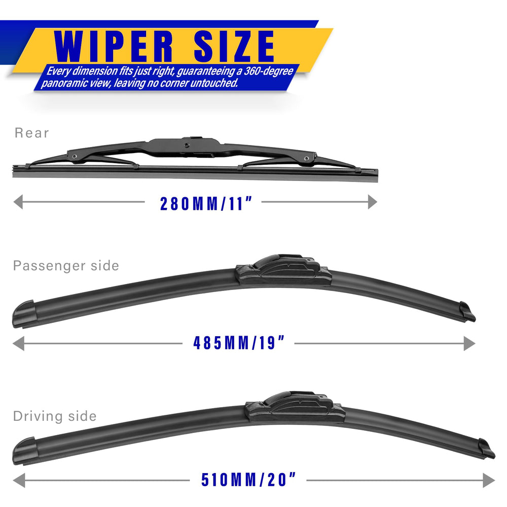 Rooppa CR-V 20-inch blade for wide, clear visibility.