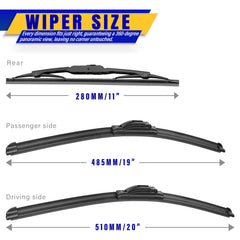 Rooppa CR-V 20-inch blade for wide, clear visibility.