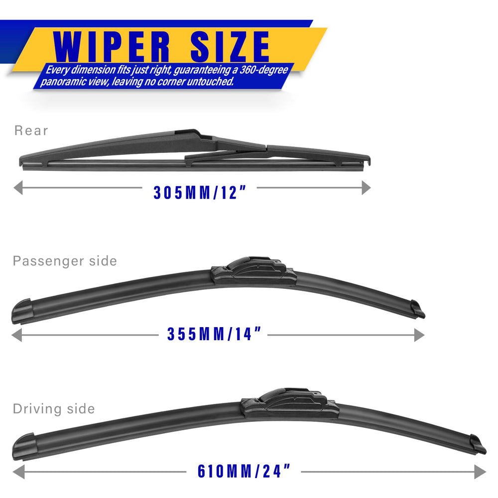 Rooppa Fiat 500 14-inch front blade for quick windshield clearing.