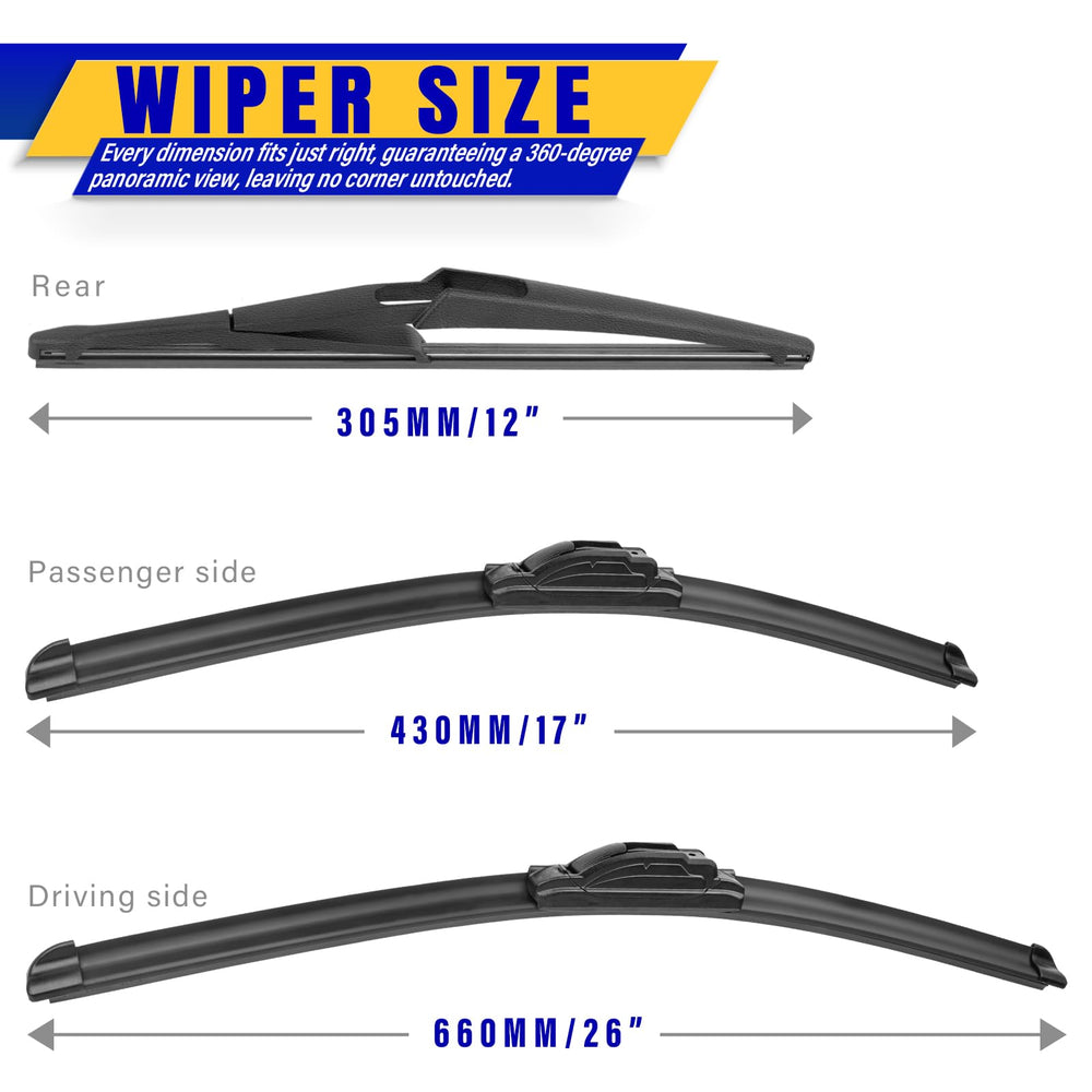 Rooppa Nissan Pathfinder 17 inch wiper blade for quiet, streak-free wipe
